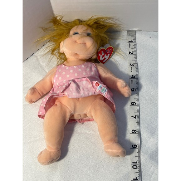 Ty Beanie Kids Precious Doll Blonde Hair Pink Polka Dot Dress - Picture 4 of 5